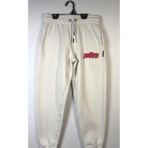 Hoodrich Joggers Kids 10-12 Cream Excellent Red Puff Logo Sweatpants